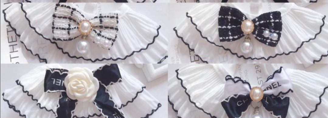 Black & White Flower Bow Dog & Cat Bib