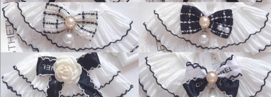 Black & White Flower Bow Dog & Cat Bib