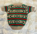 Load image into Gallery viewer, Tan Green & Red Luxury Dog Sweater