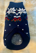 Load image into Gallery viewer, Navy, Red & White Christmas Snowflake Dog Sweater