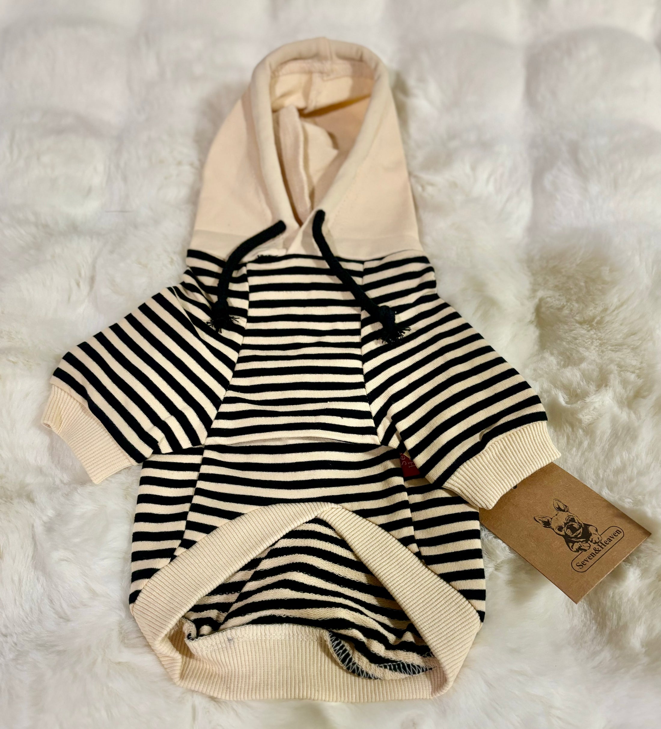 Beige and Black Striped Dog & Cat Hoodie