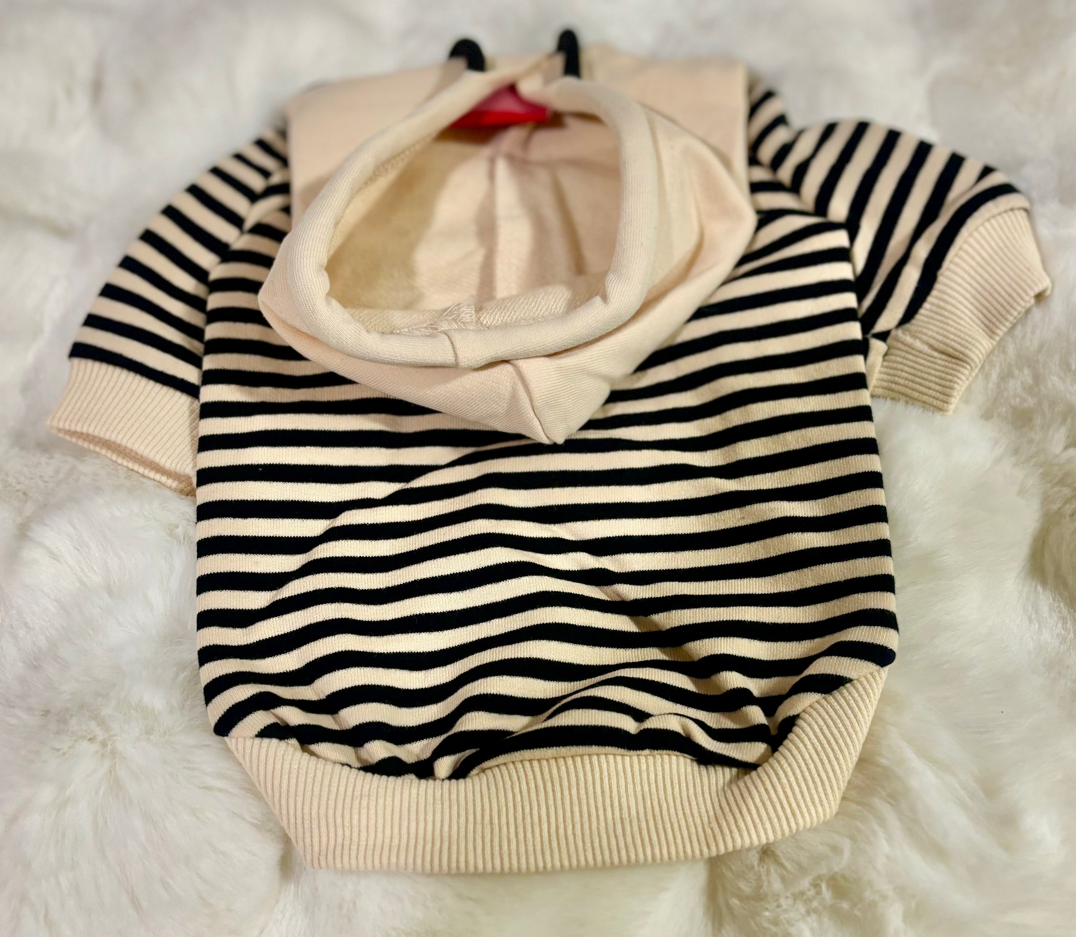 Beige and Black Striped Dog & Cat Hoodie