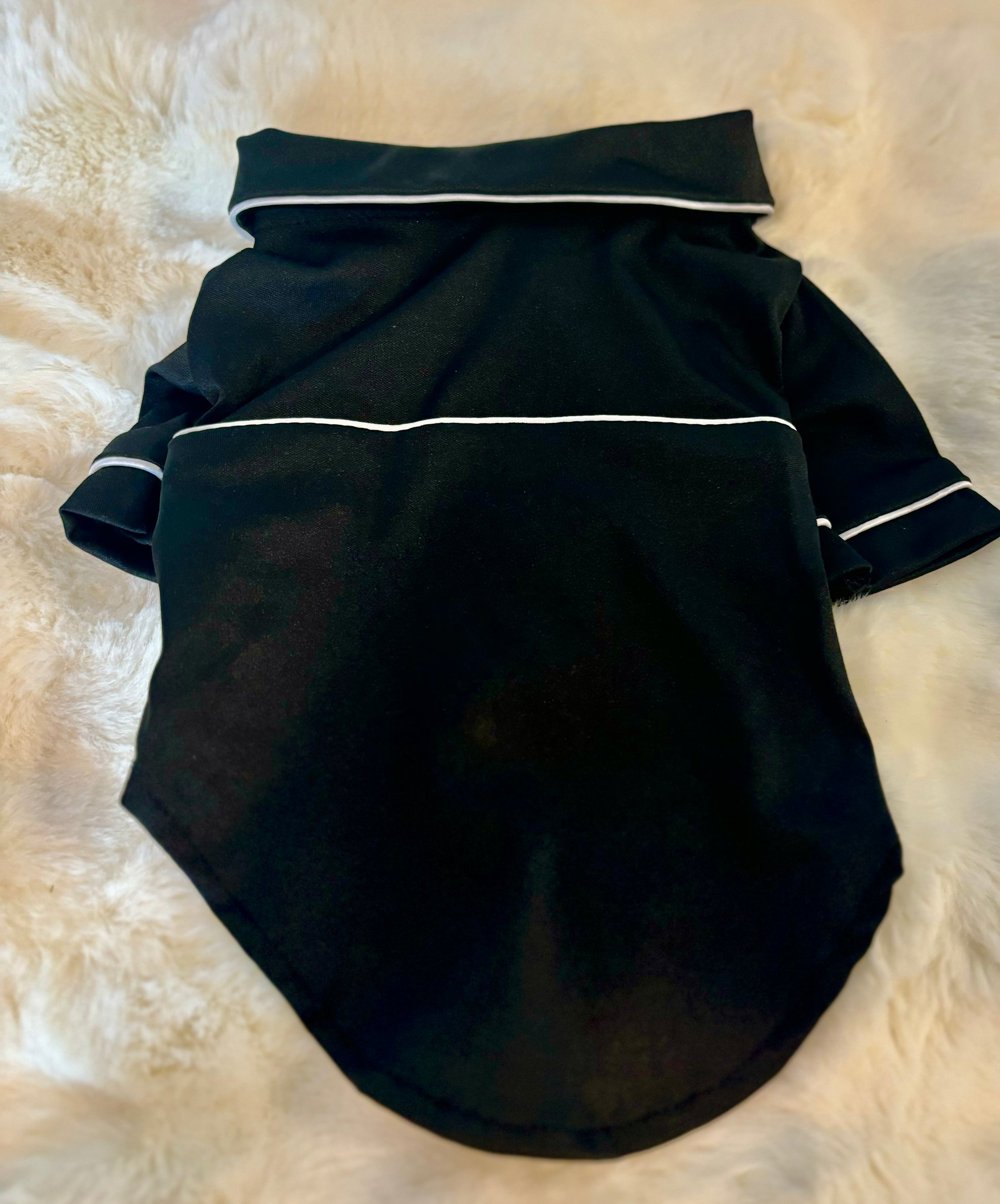 Black with White Trim Dog Pajama Shirt