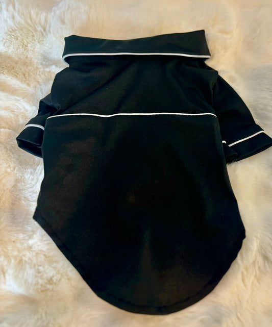 Black with White Trim Dog Pajama Shirt
