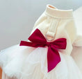Load image into Gallery viewer, Chic Princess Beige Tulle Dog Dress with Red Bow