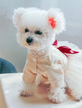 Load image into Gallery viewer, Chic Princess Beige Tulle Dog Dress with Red Bow