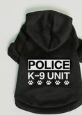 Load image into Gallery viewer, All Season Dog & Cat Hoodie with Police K-9 Unit Print in Black