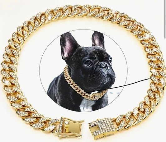 Secure Metal Cuban Dog Chain in  gold or Silver