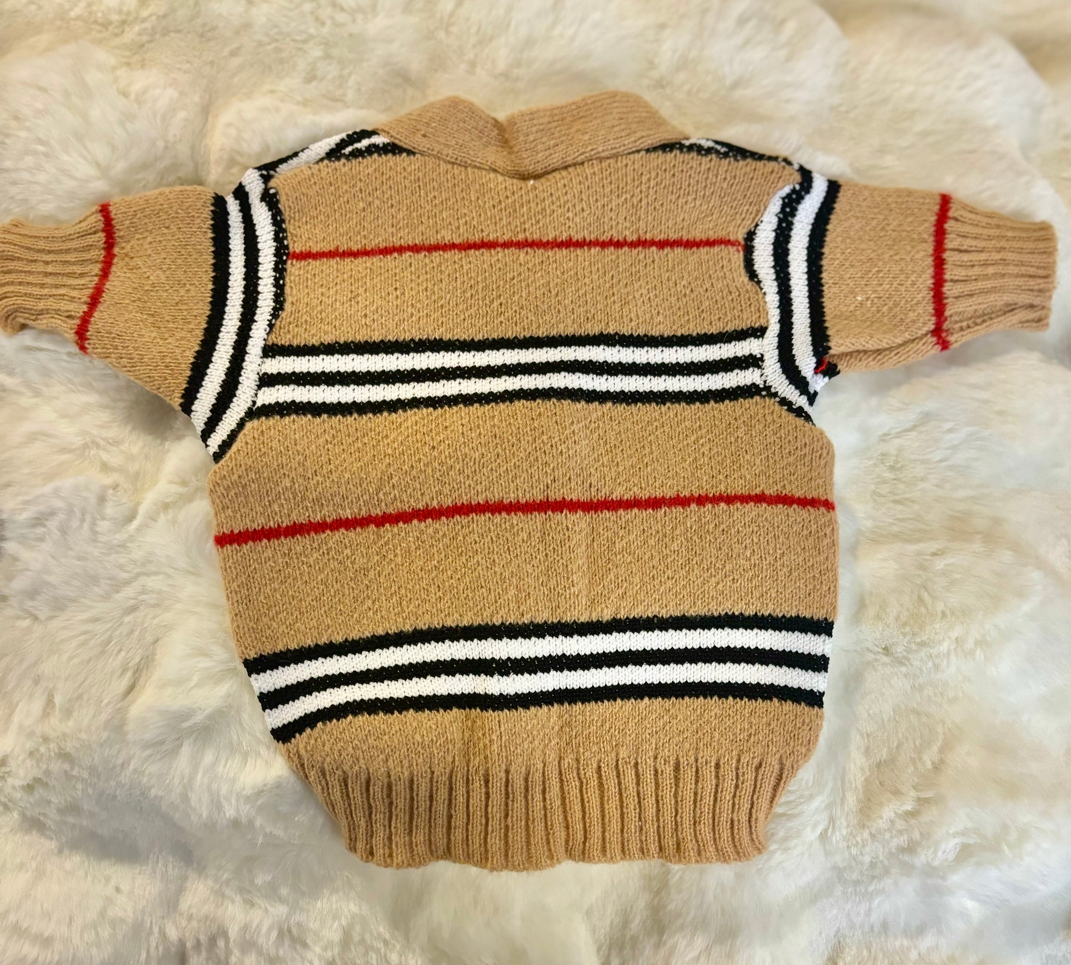 Neutral Plaid Luxury Dog Sweater