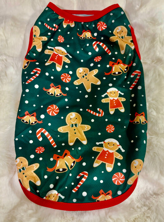 Green Gingerbread Nylon Dog Shirt
