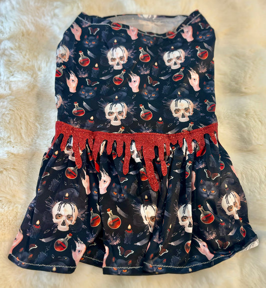 Black & Red Skull Dog Dress
