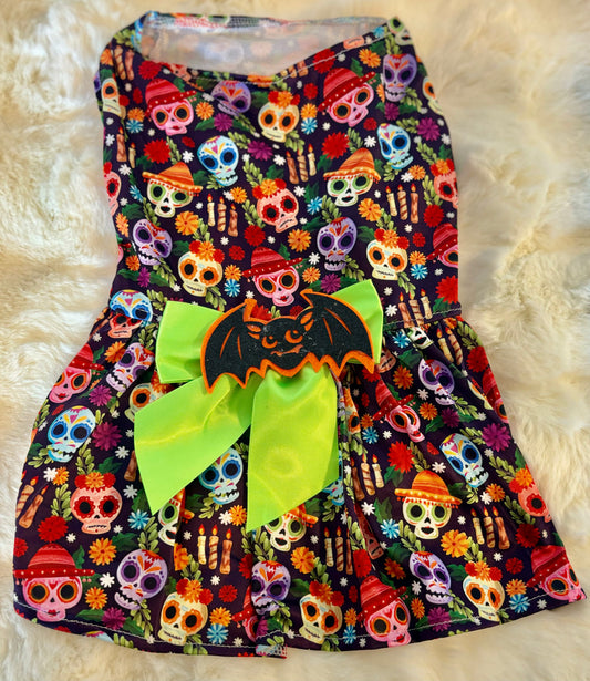 Day of The Dead Print Dog Dress