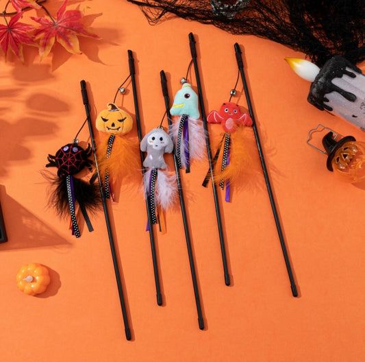 Spooky Cat Feather Teaser Wand