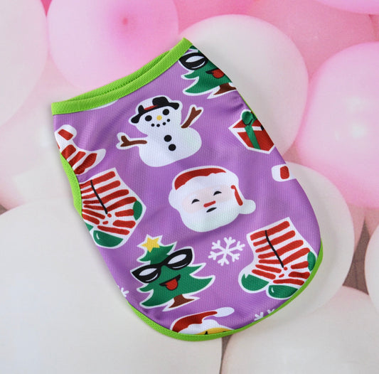 Purple Santa Nylon Dog Shirt