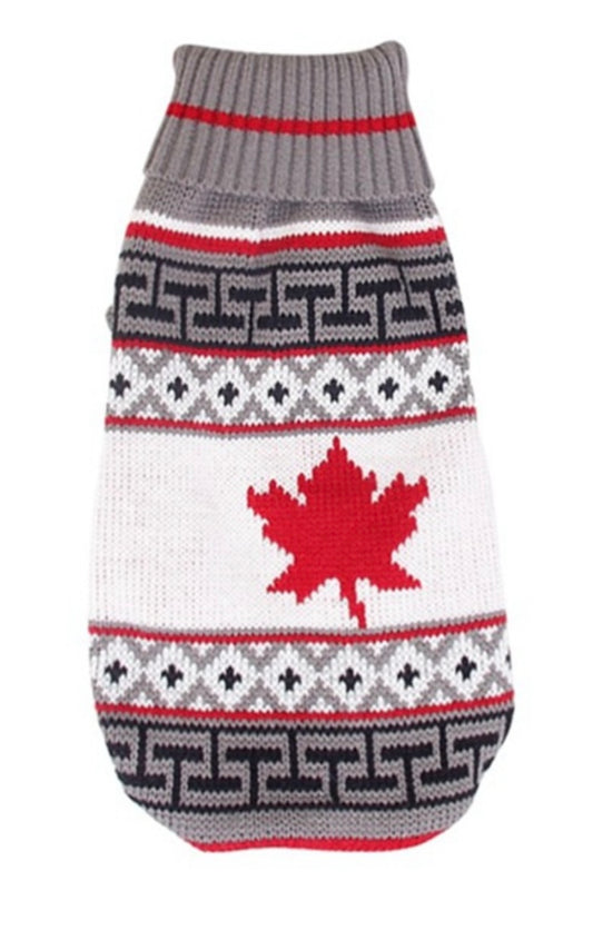 Grey Maple Leaf Dog Sweater